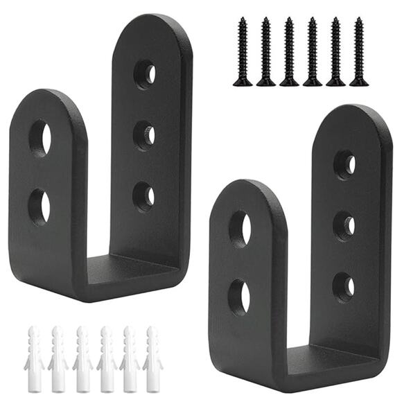 2 Pack Heavy Duty 2x4 Door Barricade Brackets, Security Lock, Holder Bar, Black - Picture 1 of 5